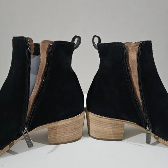 NEW Paul Green Sante Zip Ankle Bootie Western Black Suede UK Size 7
